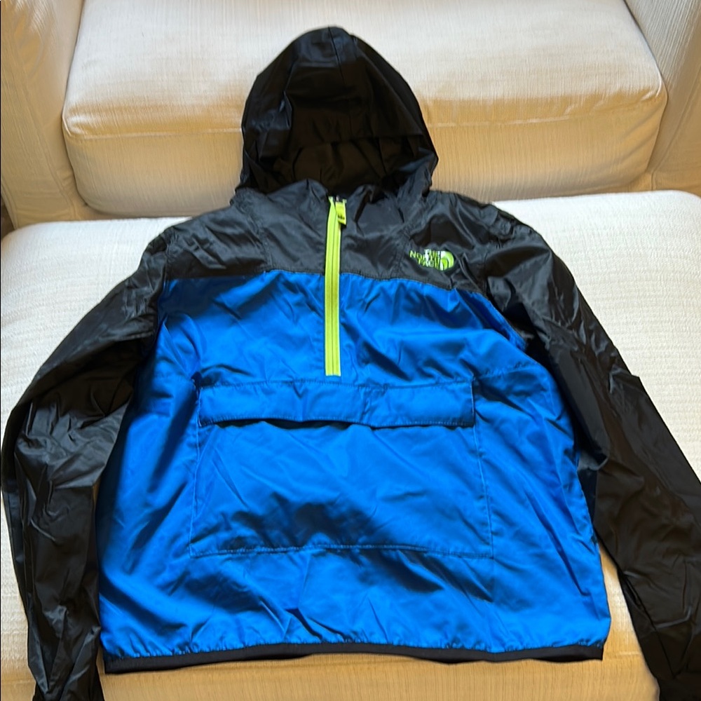 The North Face Black and Blue Jacket with Neon Accents, size M (10/12)